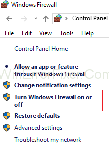 Turn Windows Firewall On or Off