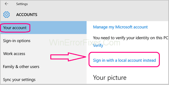 Sign in with local account instead To Fix Service Registration is Missing or Corrupt