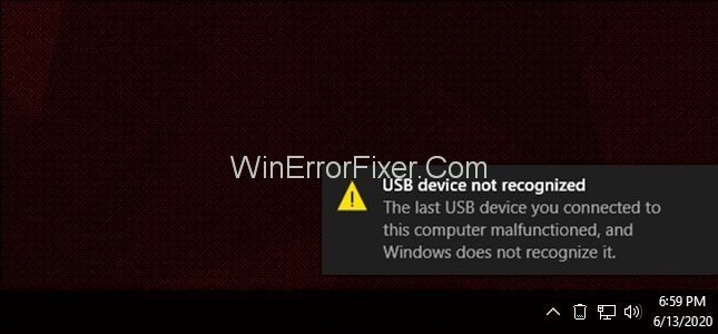 USB Device Not Recognized Error in Windows 10, 8 and 7
