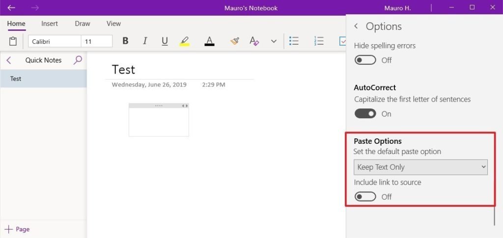 change onenote email settings